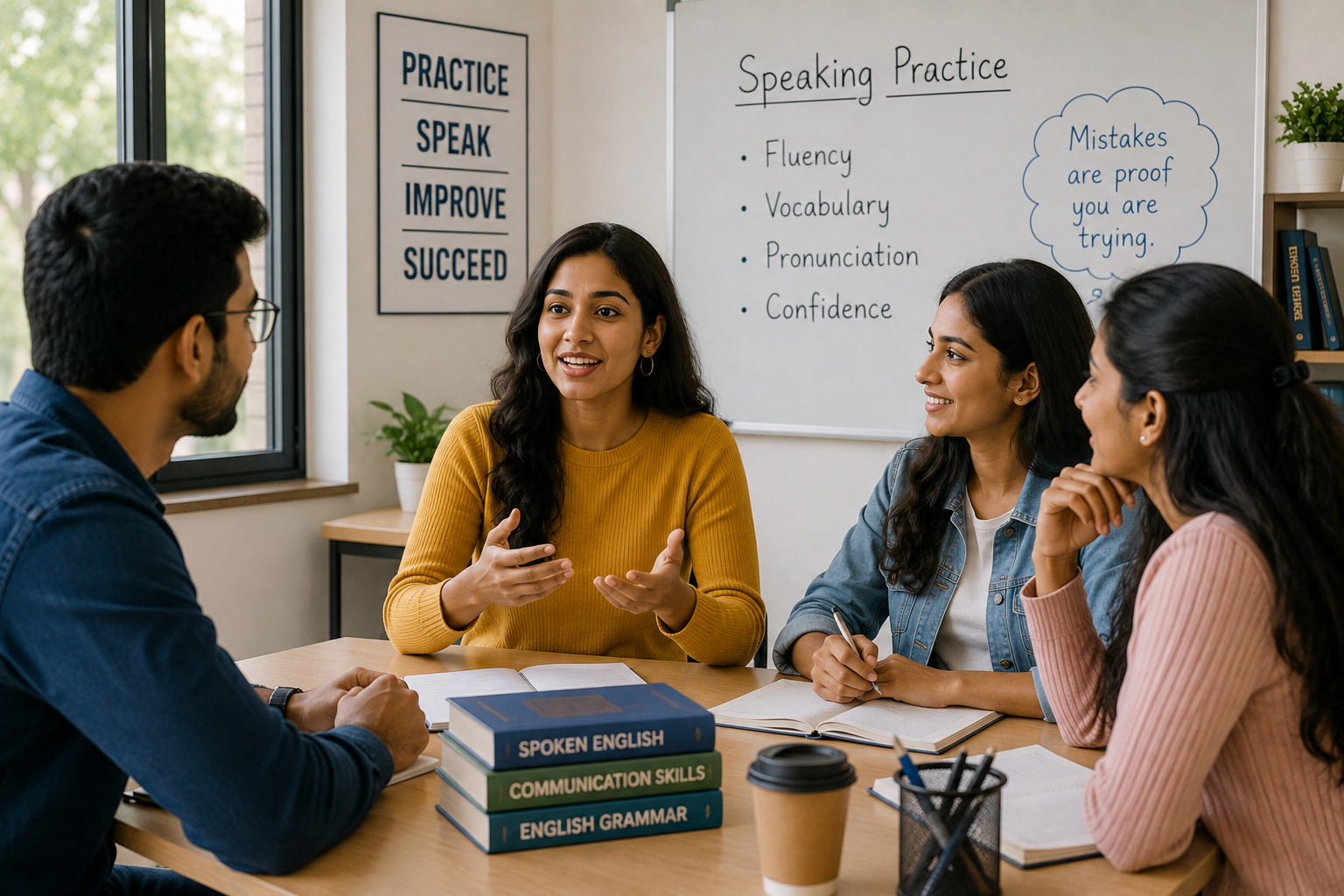 Student practising spoken English